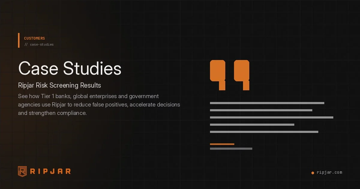 Case Studies | Ripjar Risk Screening Results